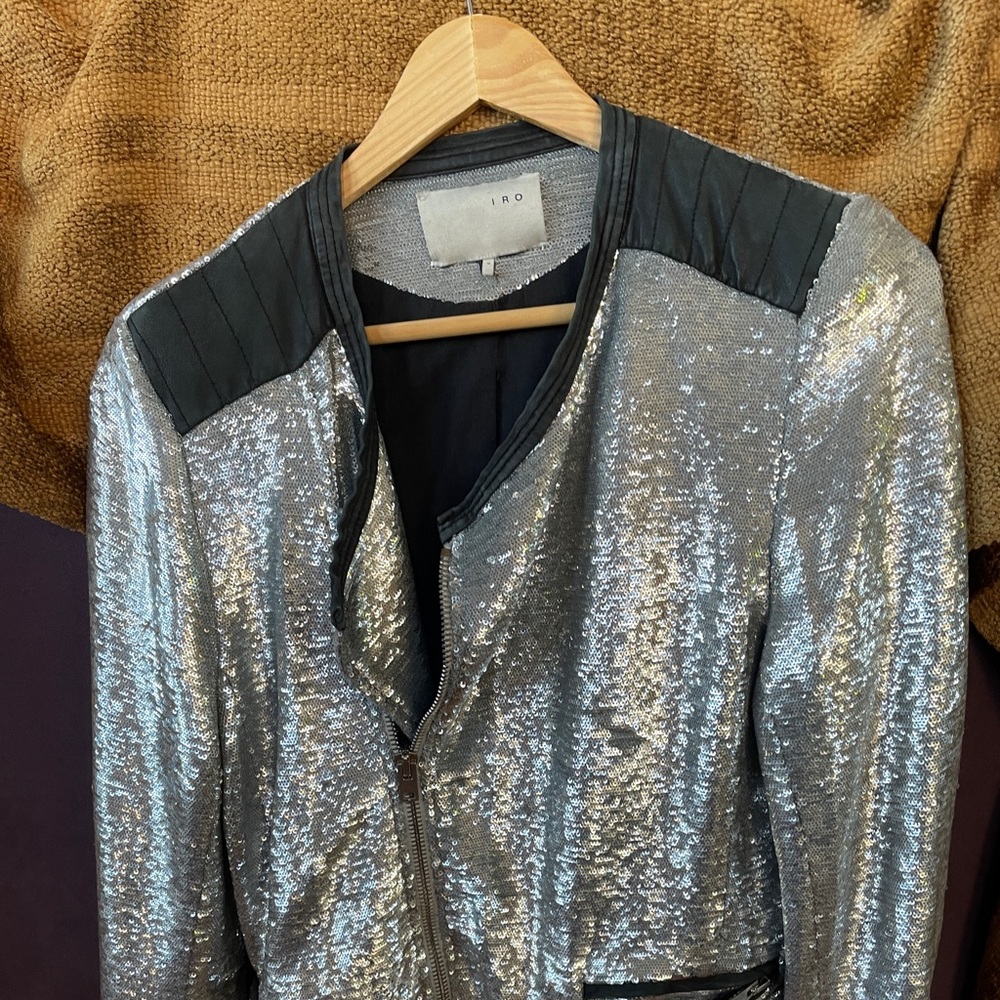 Iro Sequined Bomber Jacket. Size Small. - image 4